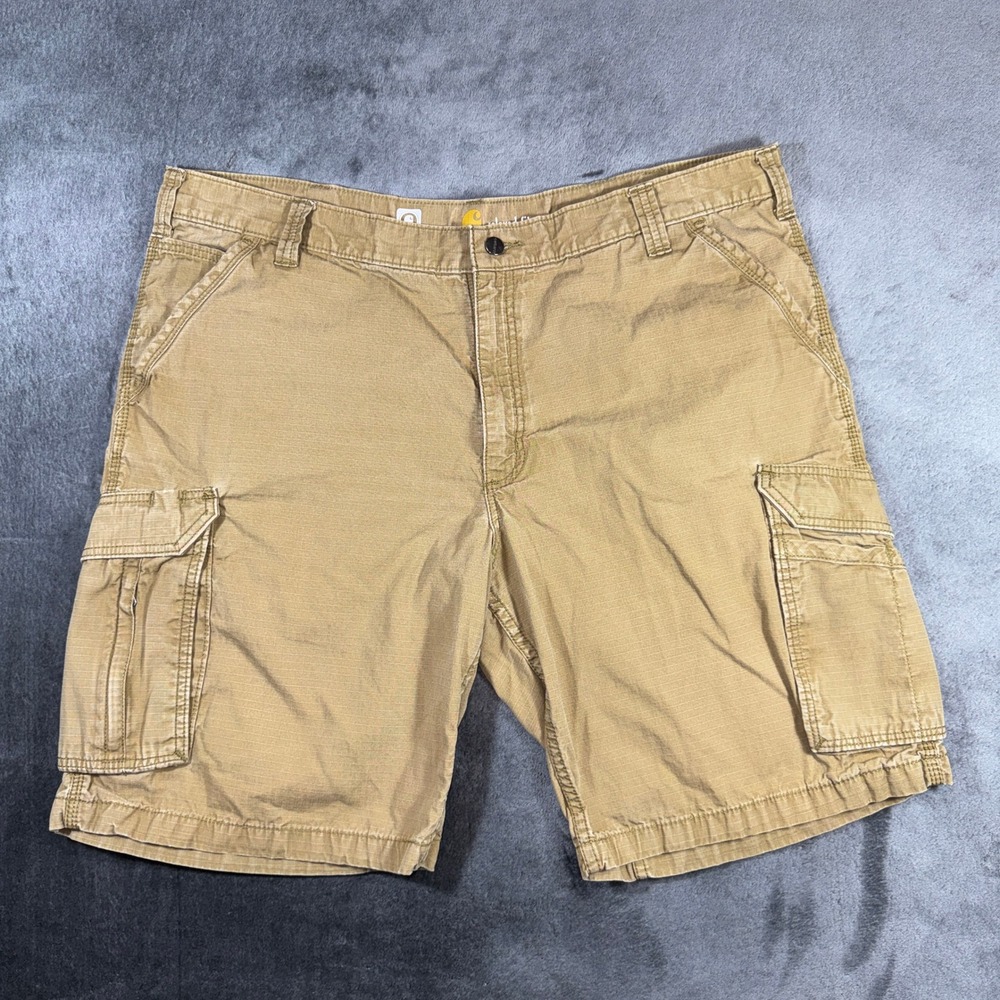 Carhartt Force Relaxed Fit Cargo Shorts Mens 42 Tan Ripstop Cotton 101168-257